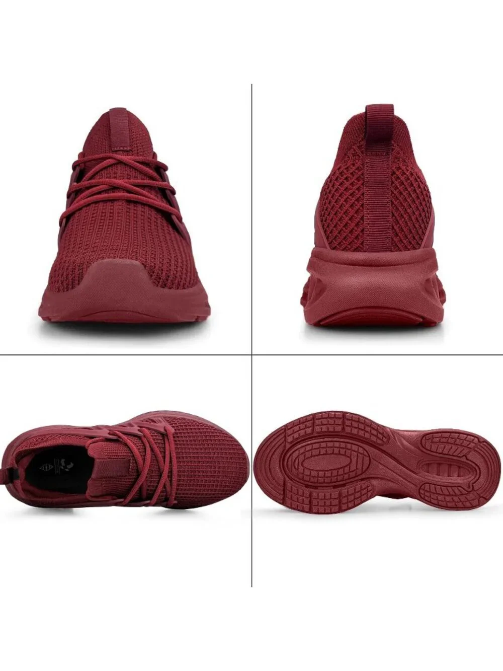 Mens Dark Red Lightweight Breathable Mesh Shock Athletic Slip On Walking Sneaker